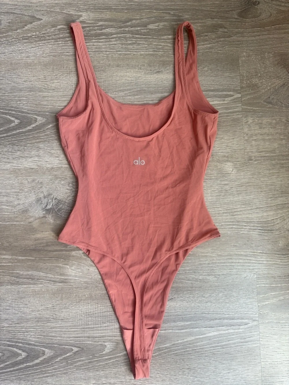 Alo  Mesh Sheer Illusion Bodysuit - Soft Terracotta